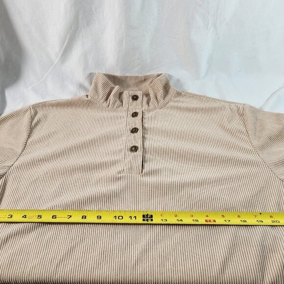 Hengsheng Jeans Pullover Sweater Mens L Beige 4 Button Cotton Elbow Patches VTG - Picture 10 of 12
